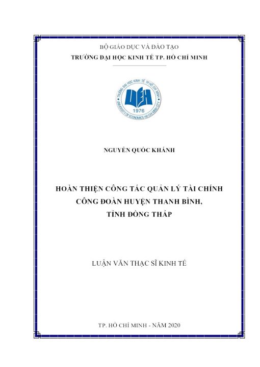 Hoàn Thiện Công Tác Quản Lý Tài Chính Công Đoàn Huyện Thanh Bình, Tỉnh Đồng Tháp