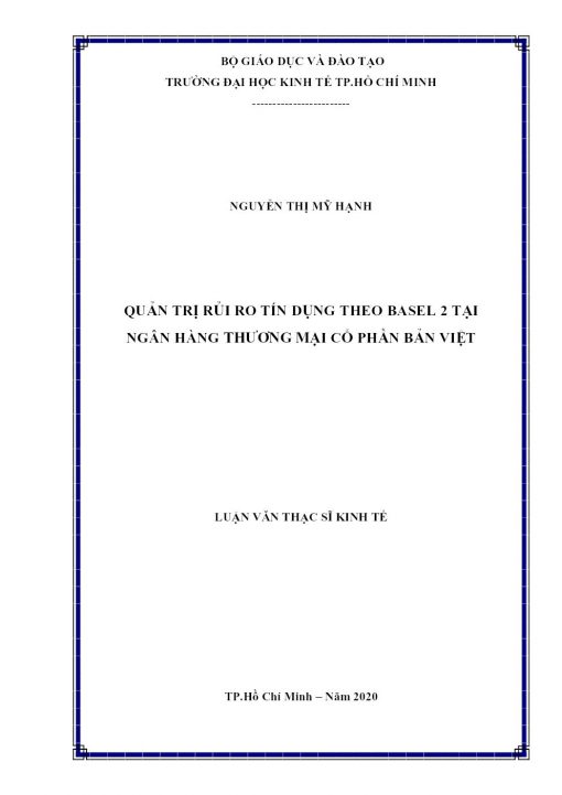 Quản Trị Rủi Ro Tín Dụng Theo Basel 2 Tại Ngân Hàng Thương Mại Cổ Phần Bản Việt