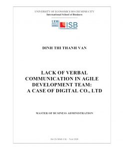 Lack Of Verbal Communication In Agile Development Team: A Case Of Digital Co., Ltd