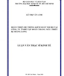 Hoàn Thiện Hệ Thống Kiểm Soát Nội Bộ Tại Công Ty TNHH Tập Đoàn Thang Máy Thiết Bị Thăng Long