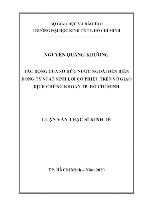 Tác động của Sở hữu nước ngoài đến biến động tỷ suất sinh lợi Cổ phiếu trên Sở giao dịch Chứng khoán TP. Hồ Chí Minh