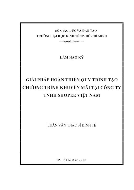 Giải Pháp Hoàn Thiện Quy Trình Tạo Chương Trình Khuyến Mãi Tại Công Ty TNHH Shopee Việt Nam