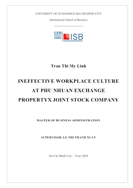 Ineffective Workplace Culture At Phu Nhuan Exchange Propertyx Joint Stock Company