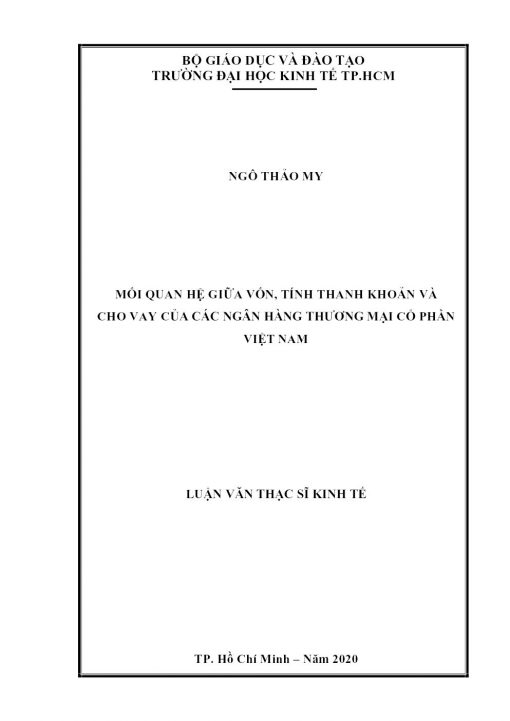 Mối Quan Hệ Giữa Vốn, Tính Thanh Khoản Và Cho Vay Của Các Ngân Hàng Thương Mại Cổ Phần Việt Nam