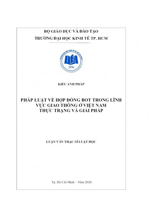 Pháp Luật Về Hợp Đồng Bot Trong Lĩnh Vực Giao Thông Ở Việt Nam Thực Trạng Và Giải Pháp