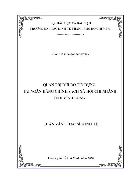 Quản Trị Rủi Ro Tín Dụng Tại Ngân Hàng Chính Sách Xã Hội Chi Nhánh Tỉnh Vĩnh Long