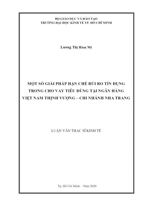 Một Số Giải Pháp Hạn Chế Rủi Ro Tín Dụng Trong Cho Vay Tiêu Dùng Tại Ngân Hàng Việt Nam Thịnh Vượng – Chi Nhánh Nha Trang