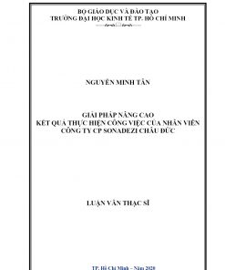 Giải Pháp Nâng Cao Kết Quả Thực Hiện Công Việc Của Nhân Viên Công Ty CP Sonadezi Châu Đức