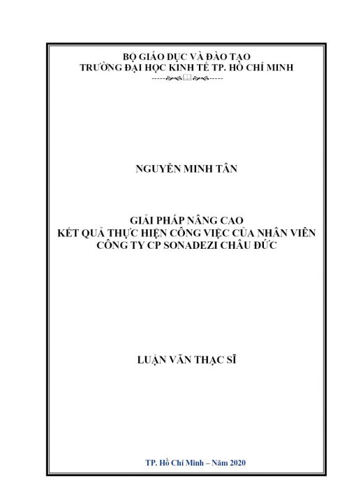 Giải Pháp Nâng Cao Kết Quả Thực Hiện Công Việc Của Nhân Viên Công Ty CP Sonadezi Châu Đức