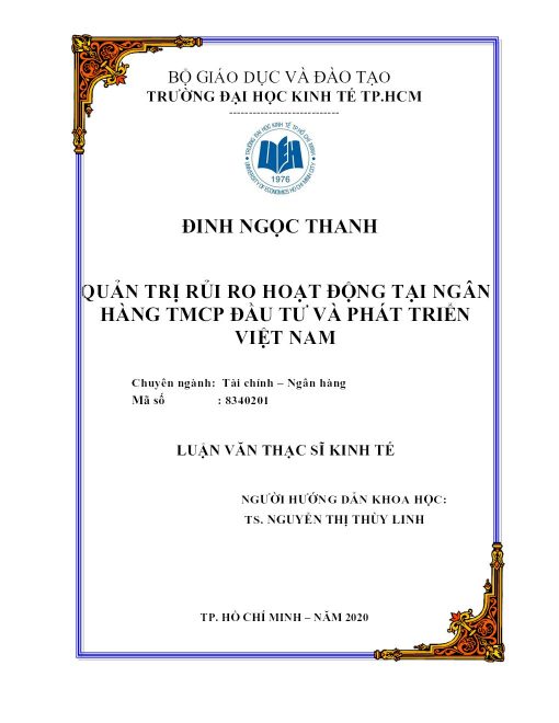 Quản Trị Rủi Ro Hoạt Động Tại Ngân Hàng Tmcp Đầu Tư Và Phát Triển Việt Nam