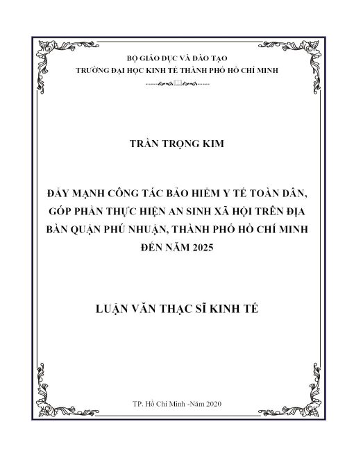 Đẩy Mạnh Công Tác Bảo Hiểm Y Tế Toàn Dân, Góp Phần Thực Hiện An Sinh Xã Hội Trên Địa Bàn Quận Phú Nhuận, Thành Phố Hồ Chí Minh Đến Năm 2025