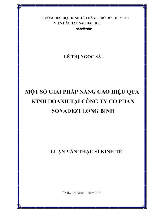 Một Số Giải Pháp Nâng Cao Hiệu Quả Kinh Doanh Tại Công Ty Cổ Phần Sonadezi Long Bình