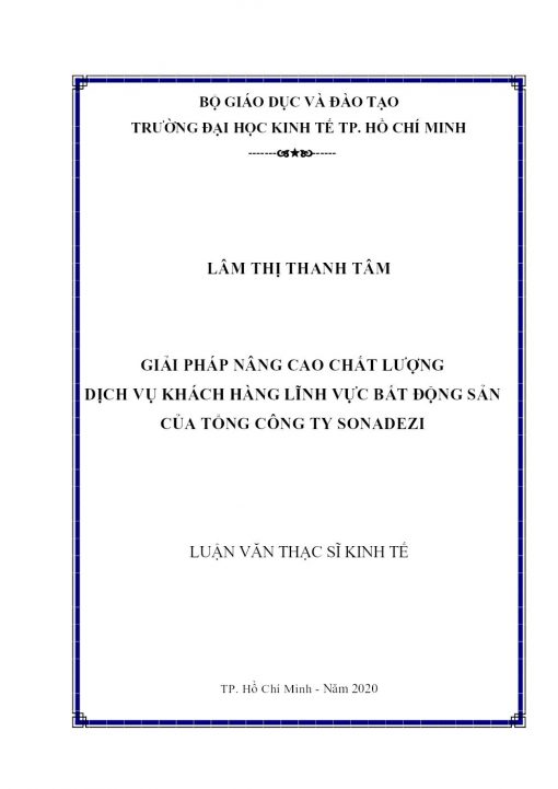 Giải Pháp Nâng Cao Chất Lượng Dịch Vụ Khách Hàng Lĩnh Vực Bất Động Sản Của Tổng Công Ty Sonadezi