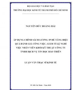 Áp Dụng Chính Sách Lương 3P Để Tăng Hiệu Quả Đánh Giá Công Việc, Giảm Tỉ Lệ Nghỉ Việc Nhân Viên Khối Kỹ Thuật Công Ty TNHH Dịch Vụ Tin Học Bảo Thiên