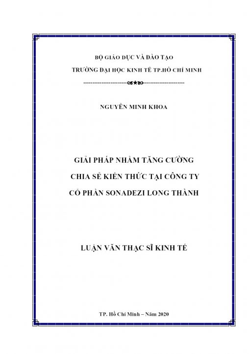 Giải Pháp Nhằm Tăng Cường Chia Sẻ Kiến Thức Tại Công Ty Cổ Phần Sonadezi Long Thành