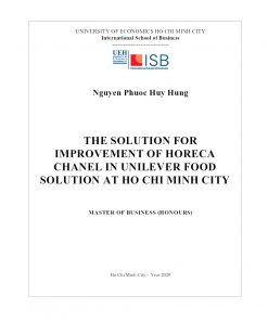 The Solution For Improvement Of Horeca Chanel In Unilever Food Solution At Ho Chi Minh City