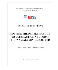 Solving The Problem Of Job Dissatisfaction At Global Vietnam Aluminium Co., Ltd