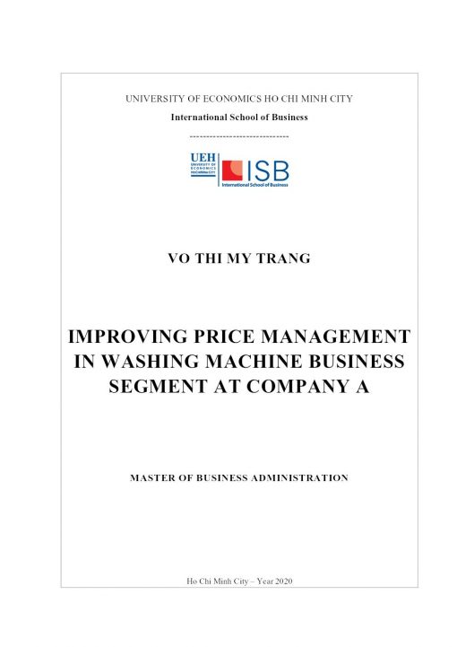 Improving Price Management In Washing Machine Business Segment At Company A