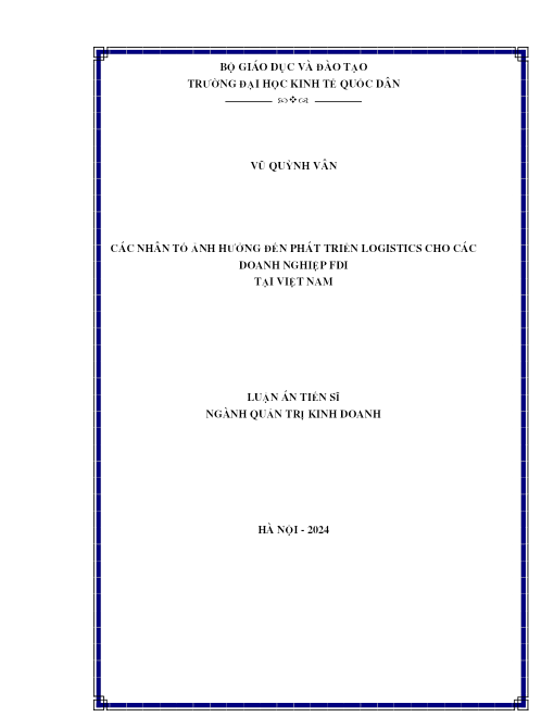 Các nhân tố ảnh hưởng đến phát triển logistics cho các doanh nghiệp FDI tại Việt Nam
