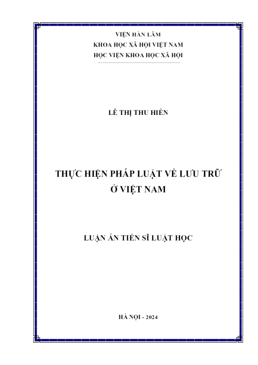 Thực Hiện Pháp Luật Về Lưu Trữ Ở Việt Nam