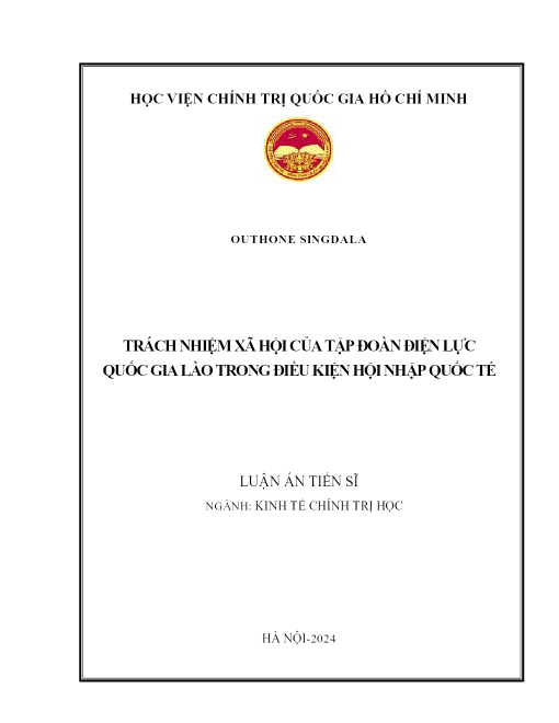 Trách Nhiệm Xã Hội Của Tập Đoàn Điện Lực Quốc Gia Lào Trong Điều Kiện Hội Nhập Quốc Tế