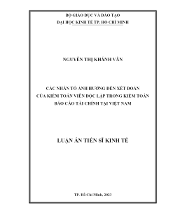 Các Nhân Tố Ảnh Hưởng Đến Xét Đoán Của Kiểm Toán Viên Độc Lập Trong Kiểm Toán Báo Cáo Tài Chính Tại Việt Nam