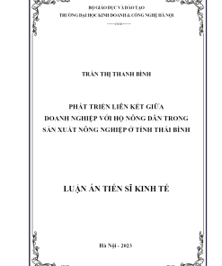 Phát Triển Liên Kết Giữa Doanh Nghiệp Với Hộ Nông Dân Trong Sản Xuất Nông Nghiệp Ở Tỉnh Thái Bình