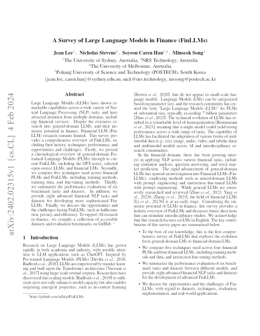 A Survey Of Large Language Models In Finance (FinLLMs)