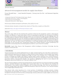 Advanced Risk Management Models For Supply Chain Finance