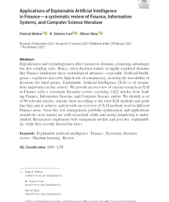 Applications Of Explainable Artificial Intelligence In Finance—A Systematic Review Of Finance, Information Systems, And Computer Science Literature