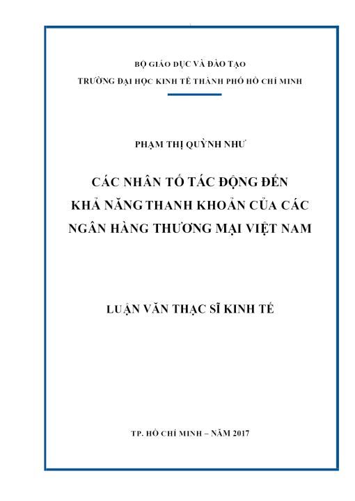 Các Nhân Tố Tác Động Đến Khả Năng Thanh Khoản Của Các Ngân Hàng Thương Mại Việt Nam