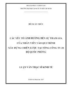 Các Yếu Tố Ảnh Hưởng Đến Sự Tham Gia Của Nhân Viên Vào Qui Trình Xây Dựng Chiến Lược Tại Tổng Công Ty 28