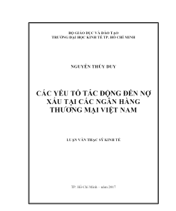 Các Yếu Tố Tác Động Đến Nợ Xấu Tại Các Ngân Hàng Thương Mại Việt Nam