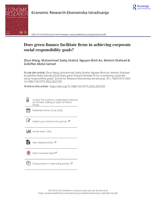 Does Green Finance Facilitate Firms In Achieving Corporate Social Responsibility Goals?