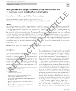 Does Green Finance Mitigate The Effects Of Climate Variability: Role Of Renewable Energy Investment And Infrastructure