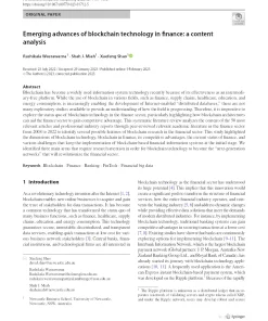 Emerging Advances Of Blockchain Technology In Finance: A Content Analysis