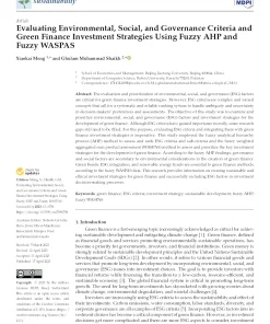 Evaluating Environmental, Social, And Governance Criteria And Green Finance Investment Strategies Using Fuzzy AHP And Fuzzy WASPAS