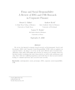 Firms And Social Responsibility: A Review Of Esg And Csr Research In Corporate Finance