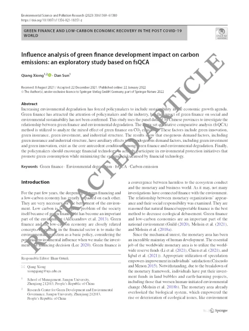 Green Finance And Low-carbon Economic Recovery In The Post Covid-19 World