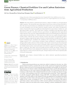 Green Finance, Chemical Fertilizer Use And Carbon Emissions From Agricultural Production