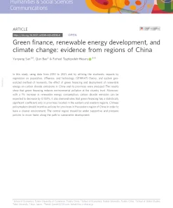 Green Finance, Renewable Energy Development, And Climate Change: Evidence From Regions Of China