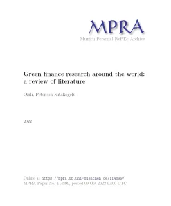 Green Finance Research Around The World: A Review Of Literature