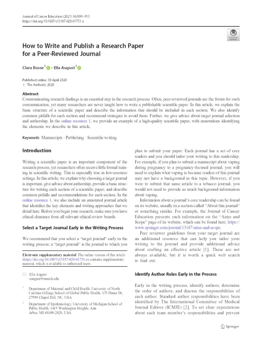 How To Write And Publish A Research Paper For A Peer-reviewed Journal