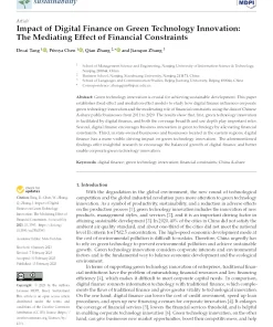 Impact Of Digital Finance On Green Technology Innovation: The Mediating Effect Of Financial Constraints