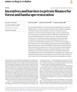 Incentives And Barriers To Private Finance For Forest And Landscape Restoration