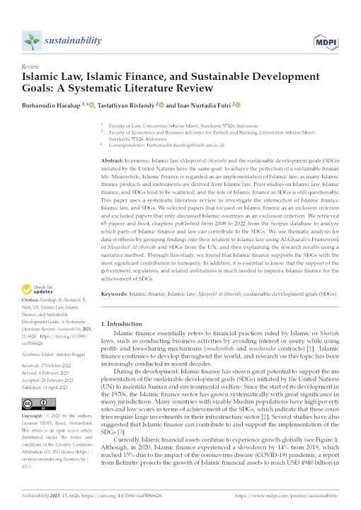 Islamic Law, Islamic Finance, And Sustainable Development Goals: A Systematic Literature Review