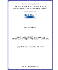 Nâng Cao Năng Lực Cạnh Tranh Cụm Ngành Du Lịch Tỉnh Bà Rịa – Vũng Tàu