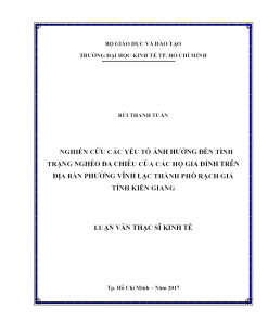 Nghiên Cứu Các Yếu Tố Ảnh Hưởng Đến Tình Trạng Nghèo Đa Chiều Của Các Hộ Gia Đình Trên Địa Bàn Phường Vĩnh Lạc Thành Phố Rạch Giá Tỉnh Kiên Giang