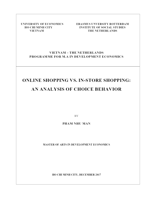 Online Shopping Vs. In-Store Shopping: An Analysis Of Choice Behavior