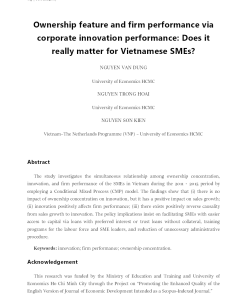 Ownership Feature And Firm Performance Via Corporate Innovation Performance: Does It Really Matter For Vietnamese Smes?